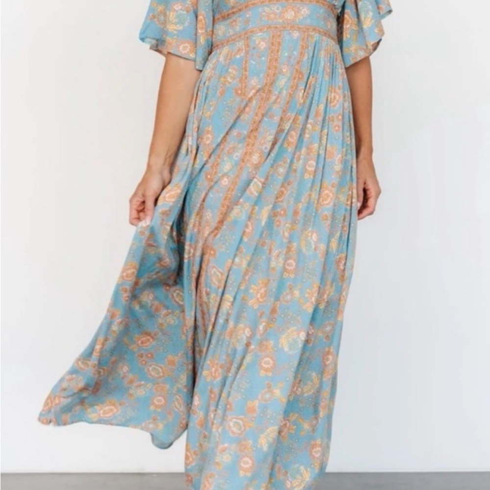 NWT Baltic Born Elissa Light Blue Floral Maxi Dress - SMALL